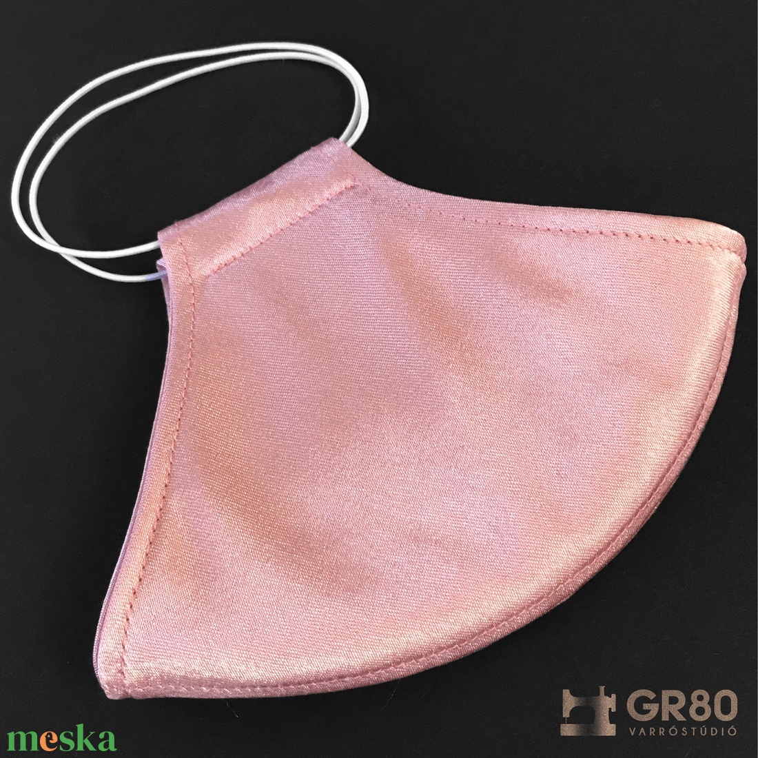 Mályva szett: női maszk + hajgumi, minőségi szatén selyemből. Szűrőbetétes maszk, 12 cm átmérőjű scrunchie - ruha & divat - maszk, arcmaszk - női - Meska.hu