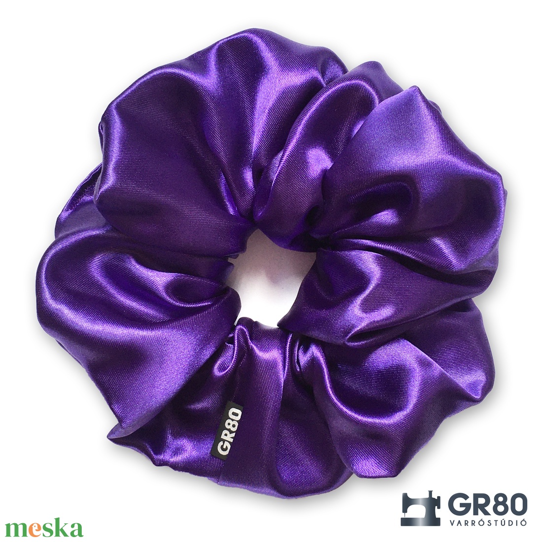 ÓRIÁS, lila szaténselyem hajgumi scrunchie - ruha & divat - hajdísz & hajcsat - hajgumi - Meska.hu