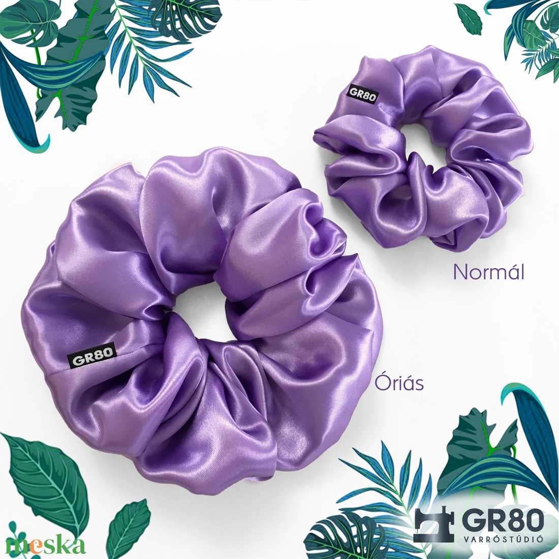 ÓRIÁS, Milka-lila szaténselyem hajgumi scrunchie - ruha & divat - hajdísz & hajcsat - hajgumi - Meska.hu