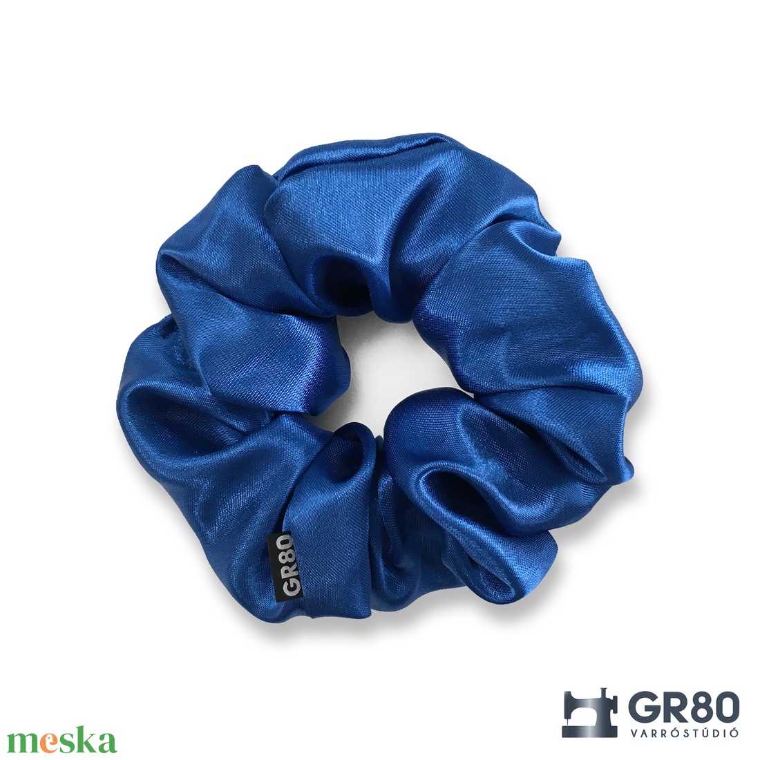 Királykék szaténselyem hajgumi scrunchie - ruha & divat - hajdísz & hajcsat - hajgumi - Meska.hu
