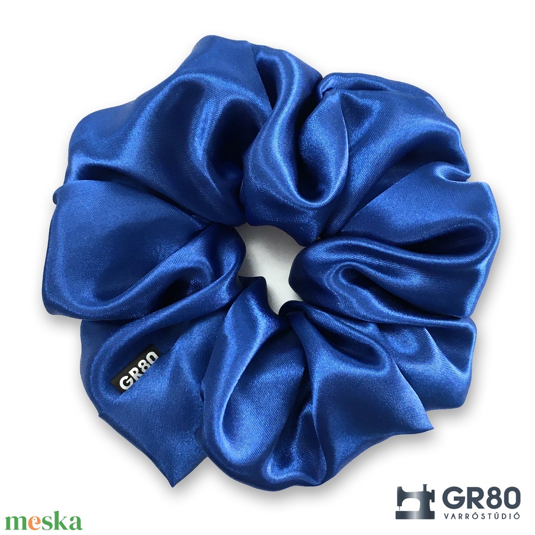 Királykék szaténselyem hajgumi scrunchie - ruha & divat - hajdísz & hajcsat - hajgumi - Meska.hu