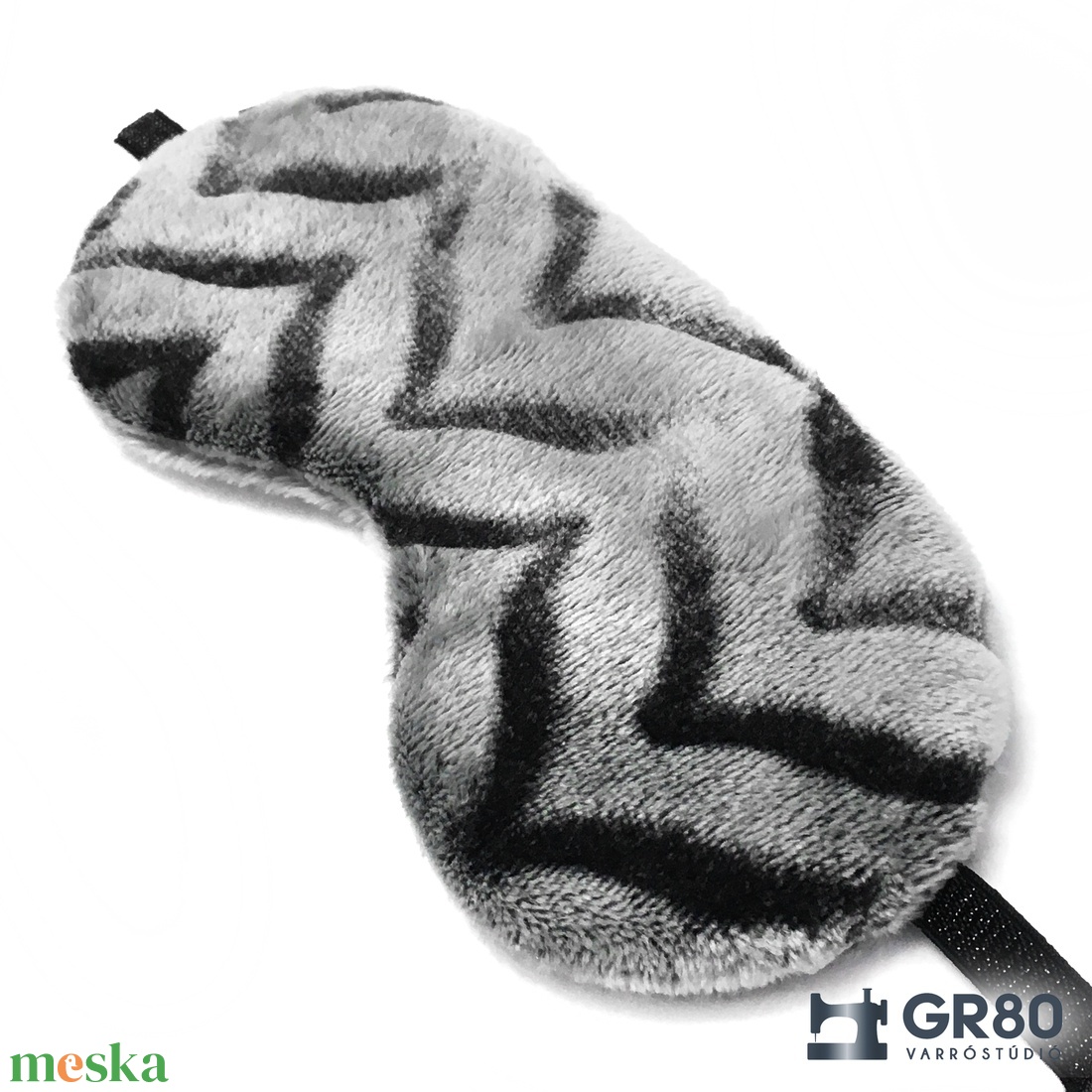 Wellsoft szemmaszk, jacquard sormintás, szürke színű - Szemtakaró a nyugodt alváshoz - szépségápolás - arcápolás - alvómaszk, szemmaszk - Meska.hu