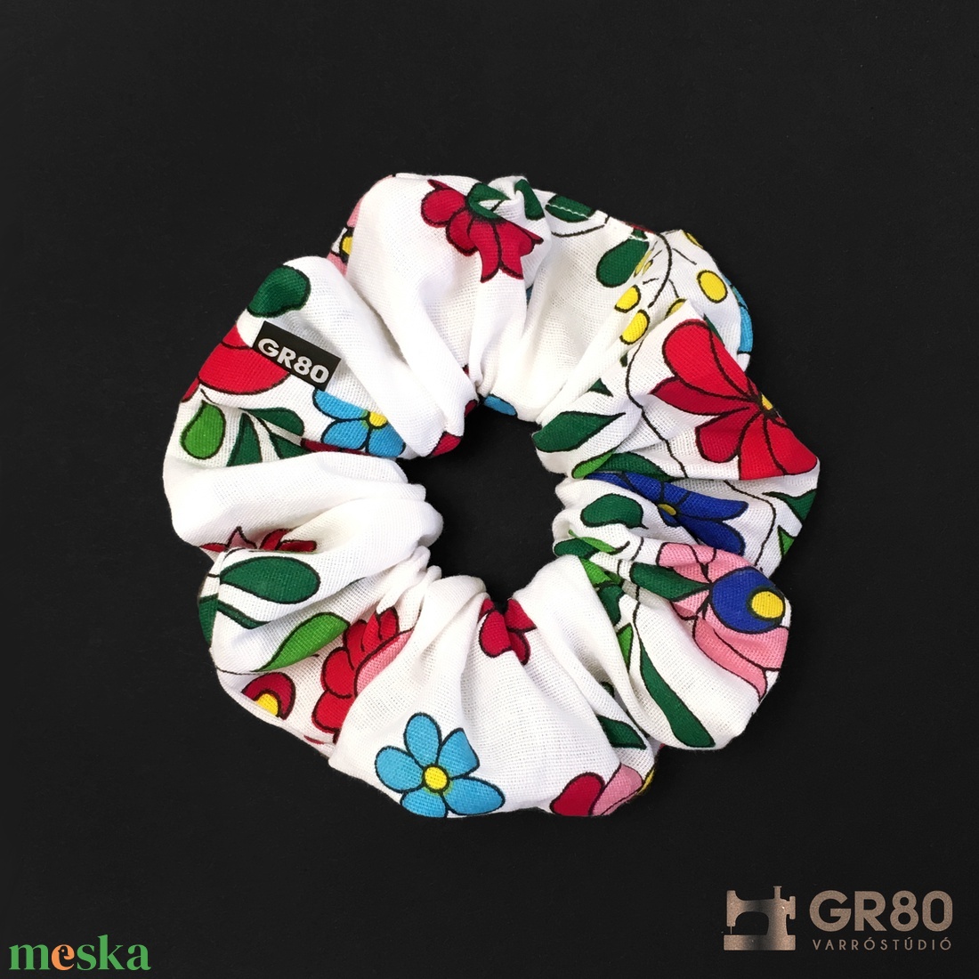 Kalocsai mintás 100% pamut hajgumi, scrunchie - ruha & divat - hajdísz & hajcsat - hajgumi - Meska.hu