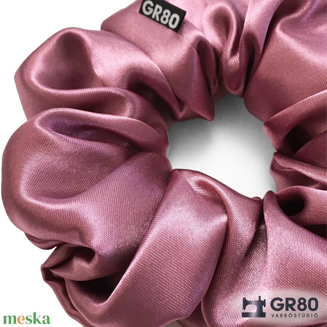 Mályva szaténselyem hajgumi scrunchie - ruha & divat - hajdísz & hajcsat - hajgumi - Meska.hu