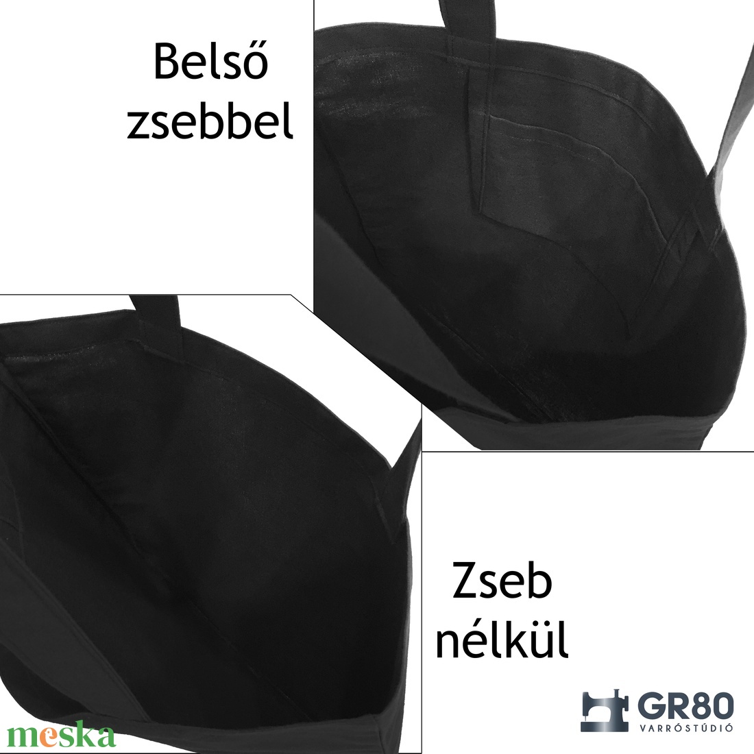 Balaton hímzéssel díszített fekete vászontáska - táska & tok - bevásárlás & shopper táska - shopper, textiltáska, szatyor - Meska.hu