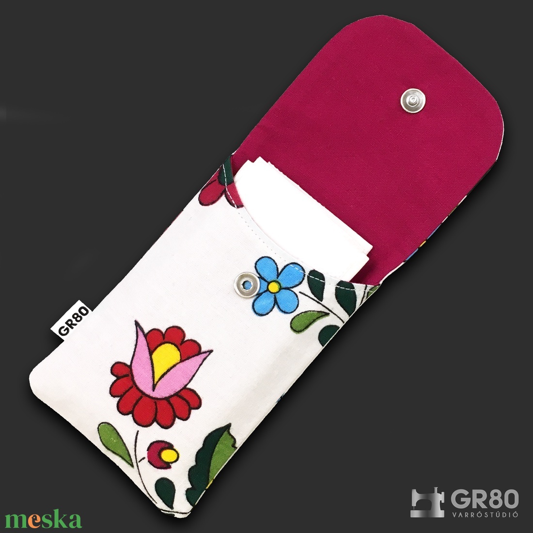 Kalocsai zsebkendőtartó patenttel, textil. Fehér - táska & tok - pénztárca & más tok - zsebkendőtartó tok - Meska.hu Kalocsai zsebkendőtartó patenttel, textil. Fehér - táska & tok - pénztárca & más tok - zsebkendőtartó tok - Meska.hu