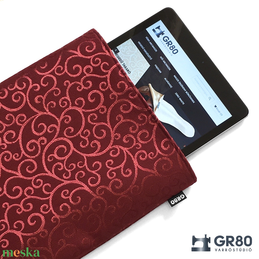 Könyvtok, tablet tartó. Univerzális. BORDÓ inda - könyv & zene - könyvtok - Meska.hu