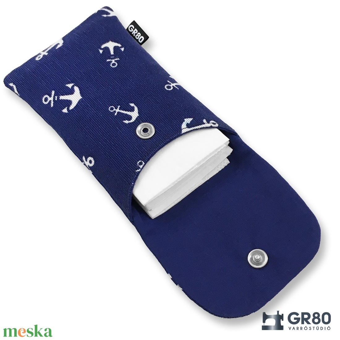 Papírzsebkendő-tartó patenttel - horgonyos - táska & tok - pénztárca & más tok - zsebkendőtartó tok - Meska.hu