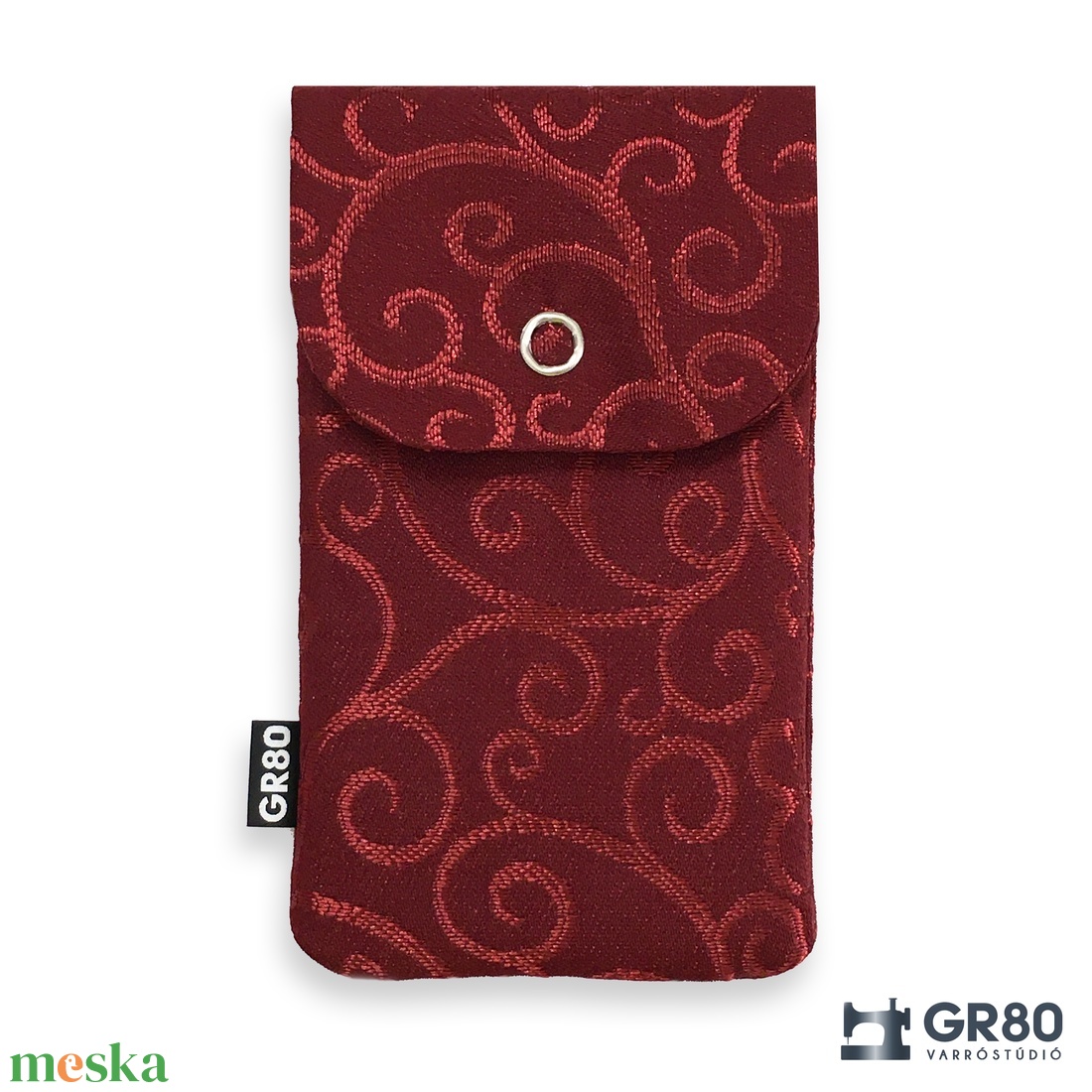 Elegáns zsebkendőtok patenttel - bordó inda mintás - táska & tok - pénztárca & más tok - zsebkendőtartó tok - Meska.hu