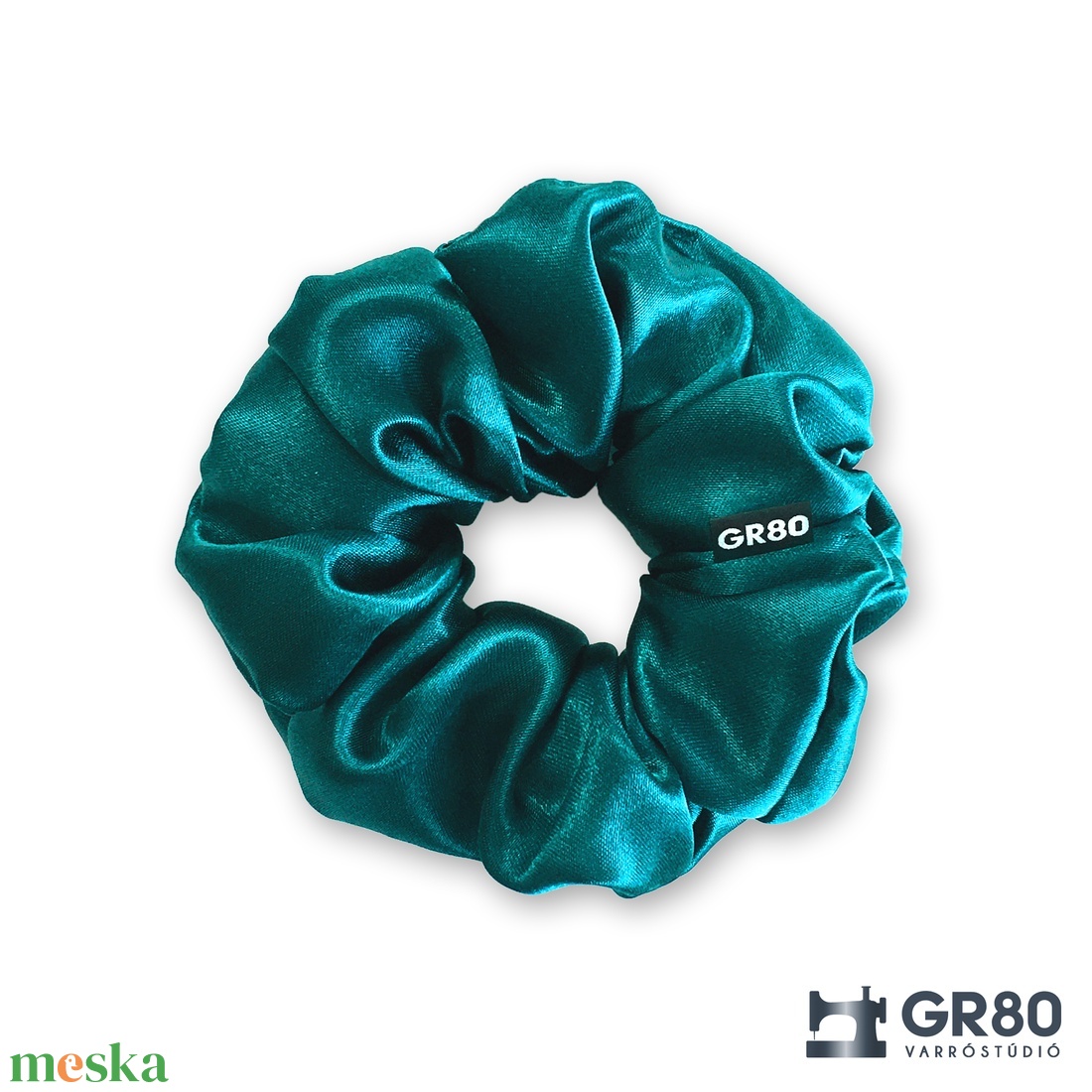 Petrol színű szaténselyem hajgumi scrunchie - ruha & divat - hajdísz & hajcsat - hajgumi - Meska.hu