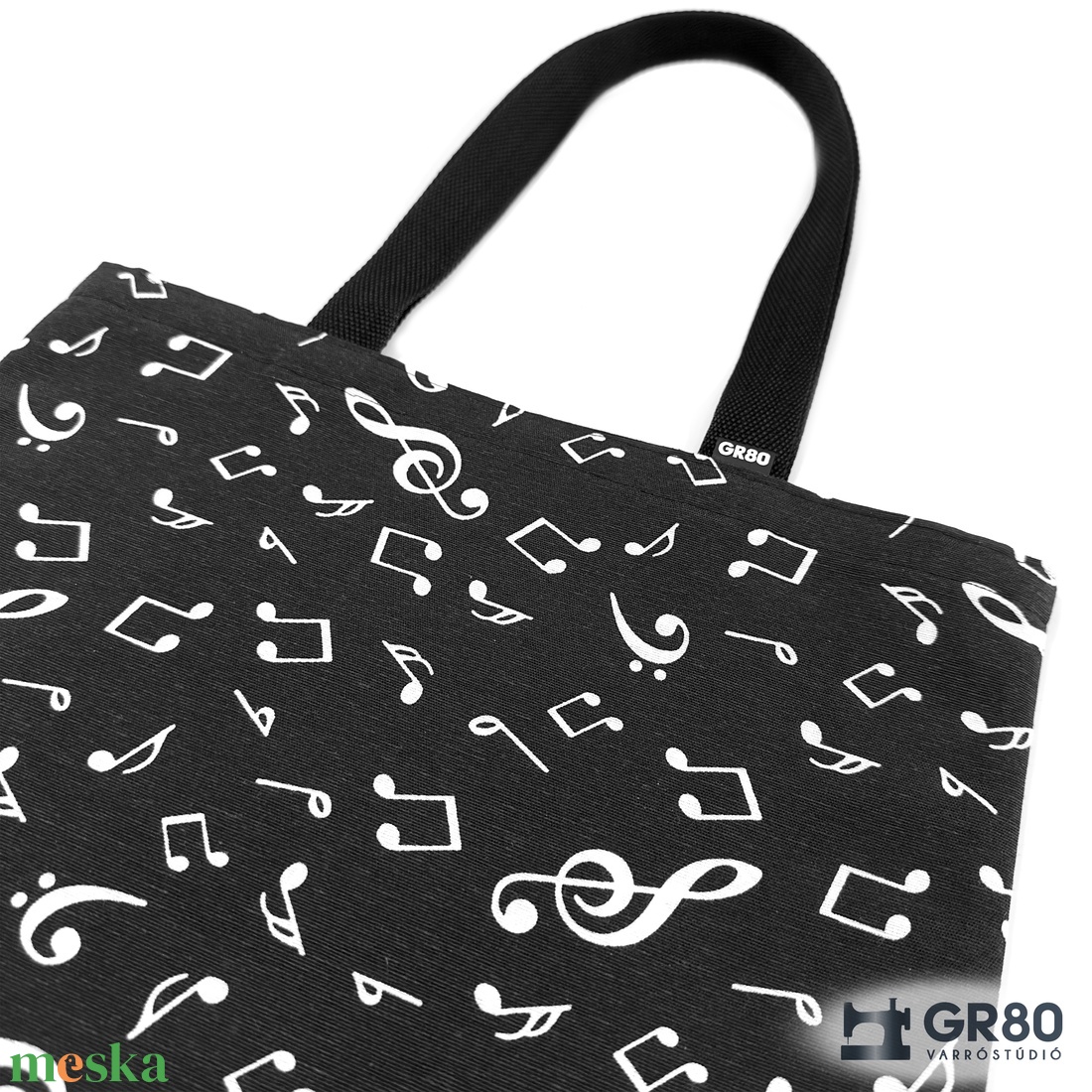 HANGJEGY mintás erős tote bag, zenés vászontáska - táska & tok - bevásárlás & shopper táska - shopper, textiltáska, szatyor - Meska.hu