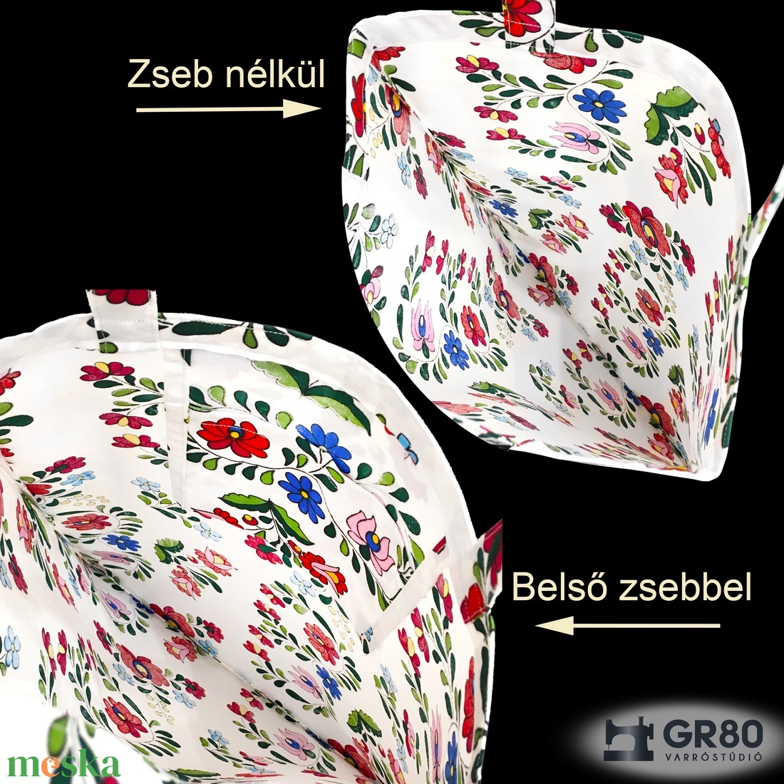 Kalocsai mintás vászontáska, pamut szatyor. FEHÉR - táska & tok - bevásárlás & shopper táska - shopper, textiltáska, szatyor - Meska.hu Kalocsai mintás vászontáska, pamut szatyor. FEHÉR - táska & tok - bevásárlás & shopper táska - shopper, textiltáska, szatyor - Meska.hu