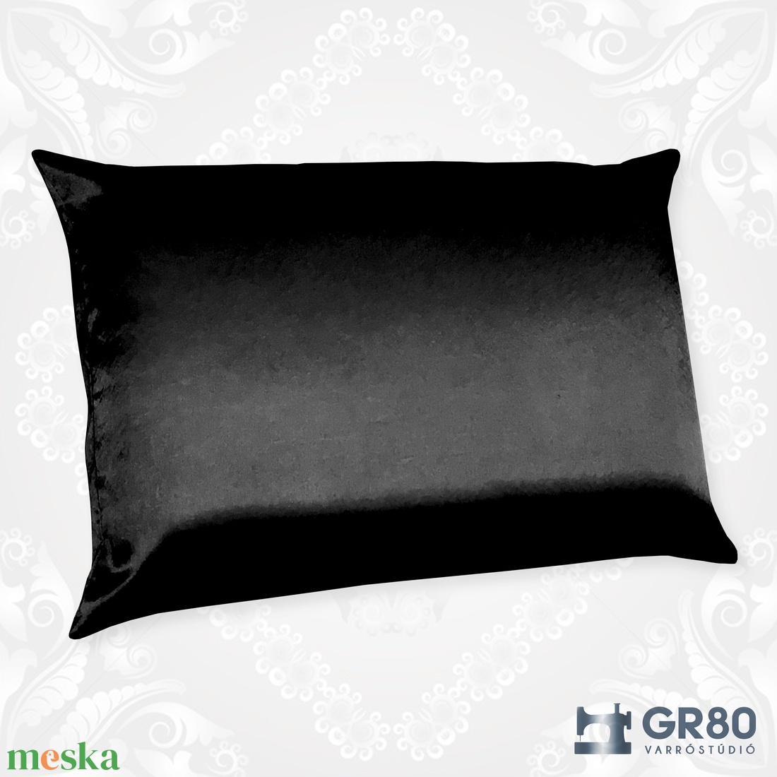 Selyem párnahuzat - FEKETE szatén ágyneműhuzat - otthon & életmód - lakástextil - párna & párnahuzat - Meska.hu