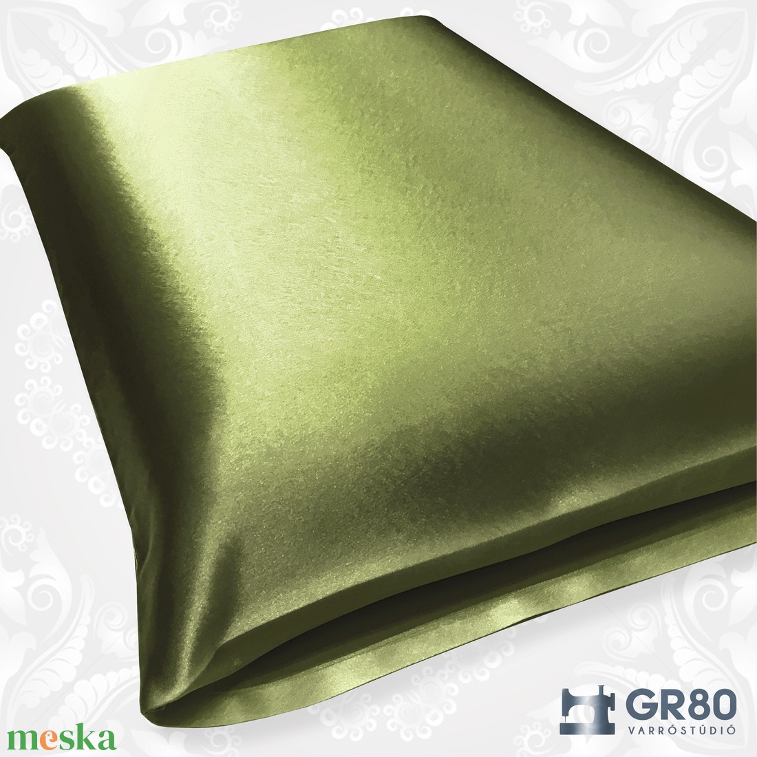 Selyem párnahuzat - OLÍVAZÖLD szatén ágyneműhuzat - otthon & életmód - lakástextil - párna & párnahuzat - Meska.hu