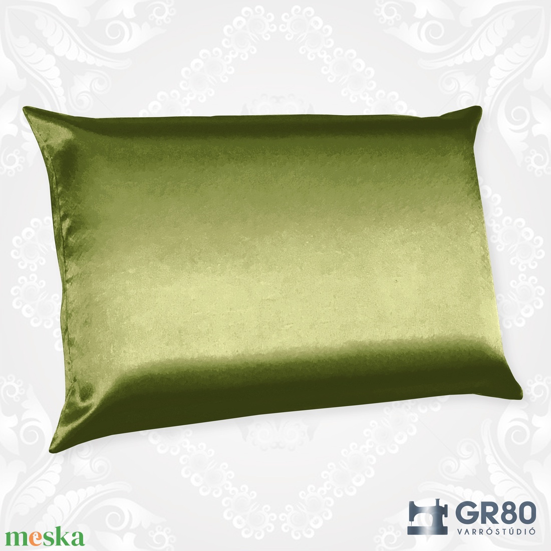 Selyem párnahuzat - OLÍVAZÖLD szatén ágyneműhuzat - otthon & életmód - lakástextil - párna & párnahuzat - Meska.hu