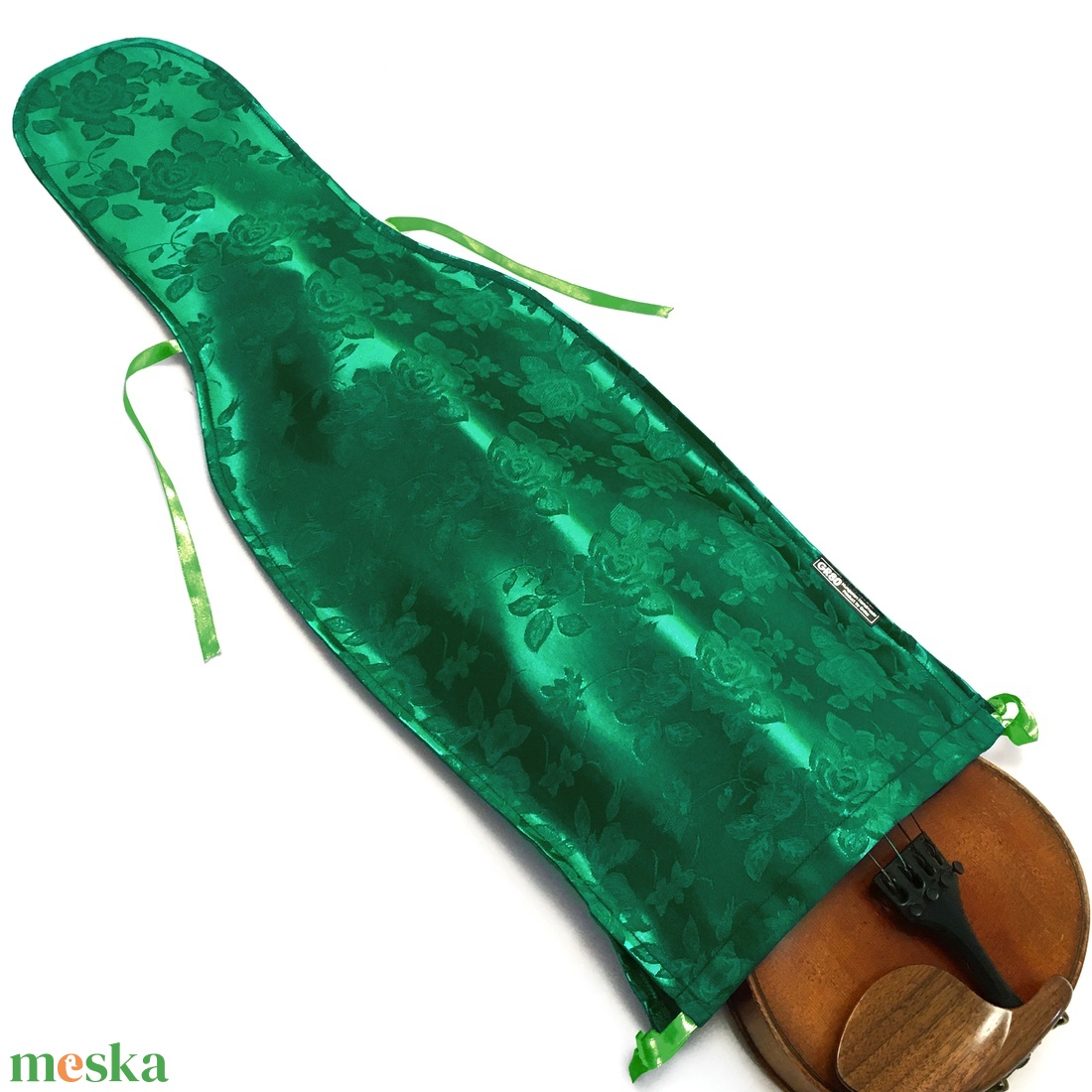 Selyembrokát hegedűhuzat 4/4-es és 3/4-es hegedűhöz, ZÖLD - könyv & zene - hangszer & hangszertok - Meska.hu