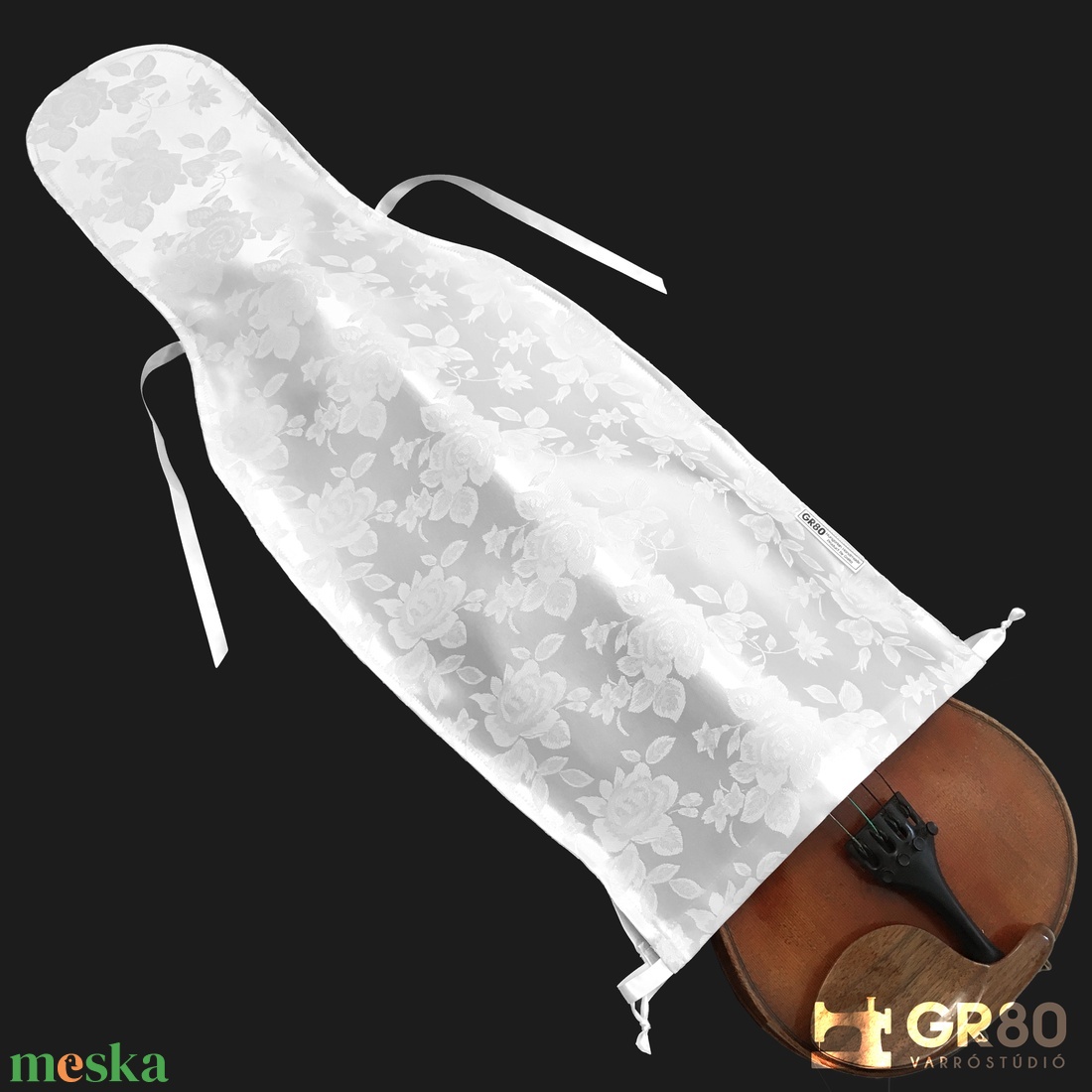 Selyembrokát hegedűhuzat 4/4-es és 3/4-es hegedűhöz, HÓFEHÉR - könyv & zene - hangszer & hangszertok - Meska.hu