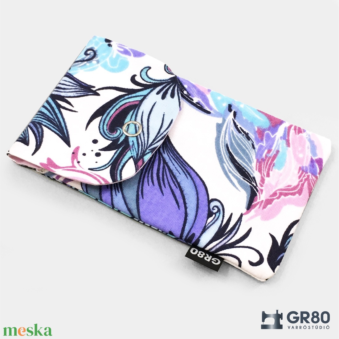 Papírzsepi tartó patent zárral. 100% pamut, türkiz - táska & tok - pénztárca & más tok - zsebkendőtartó tok - Meska.hu