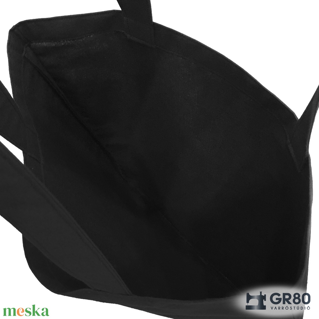 Cica hímzéssel fekete vászontáska, macskás szatyor - táska & tok - bevásárlás & shopper táska - shopper, textiltáska, szatyor - Meska.hu