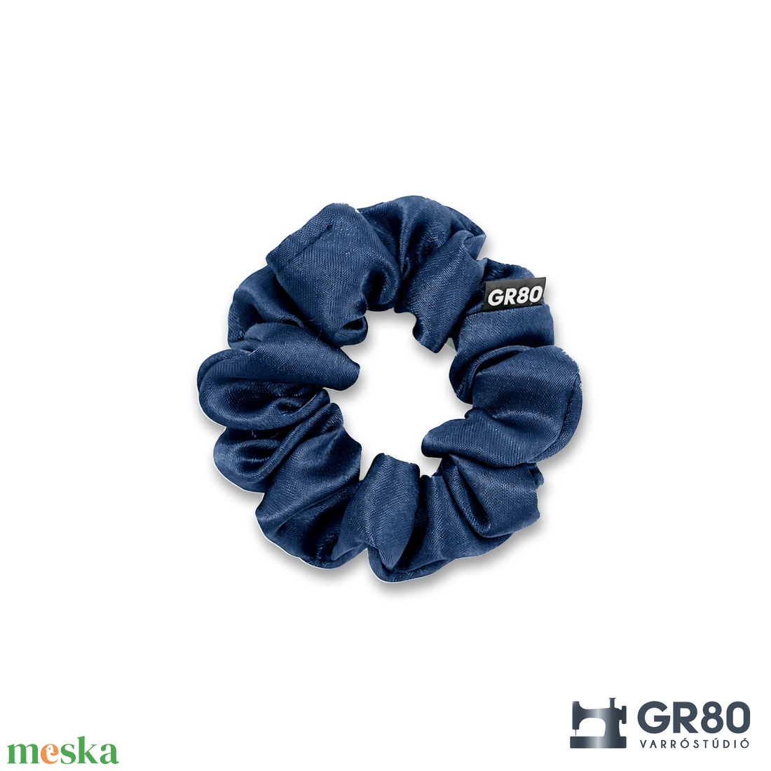 Mini, sötétkék selyem hajgumi scrunchie - ruha & divat - hajdísz & hajcsat - hajgumi - Meska.hu