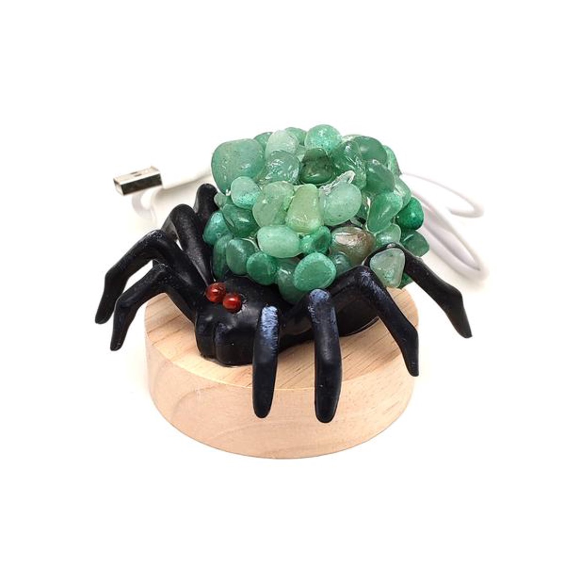 Aventurin ásvány pók lámpa 7 cm USB csatlakozással kézzel készült dísz - kellékek & szerszámok - ásvány alapanyag - ásvány lámpa - Meska.hu
