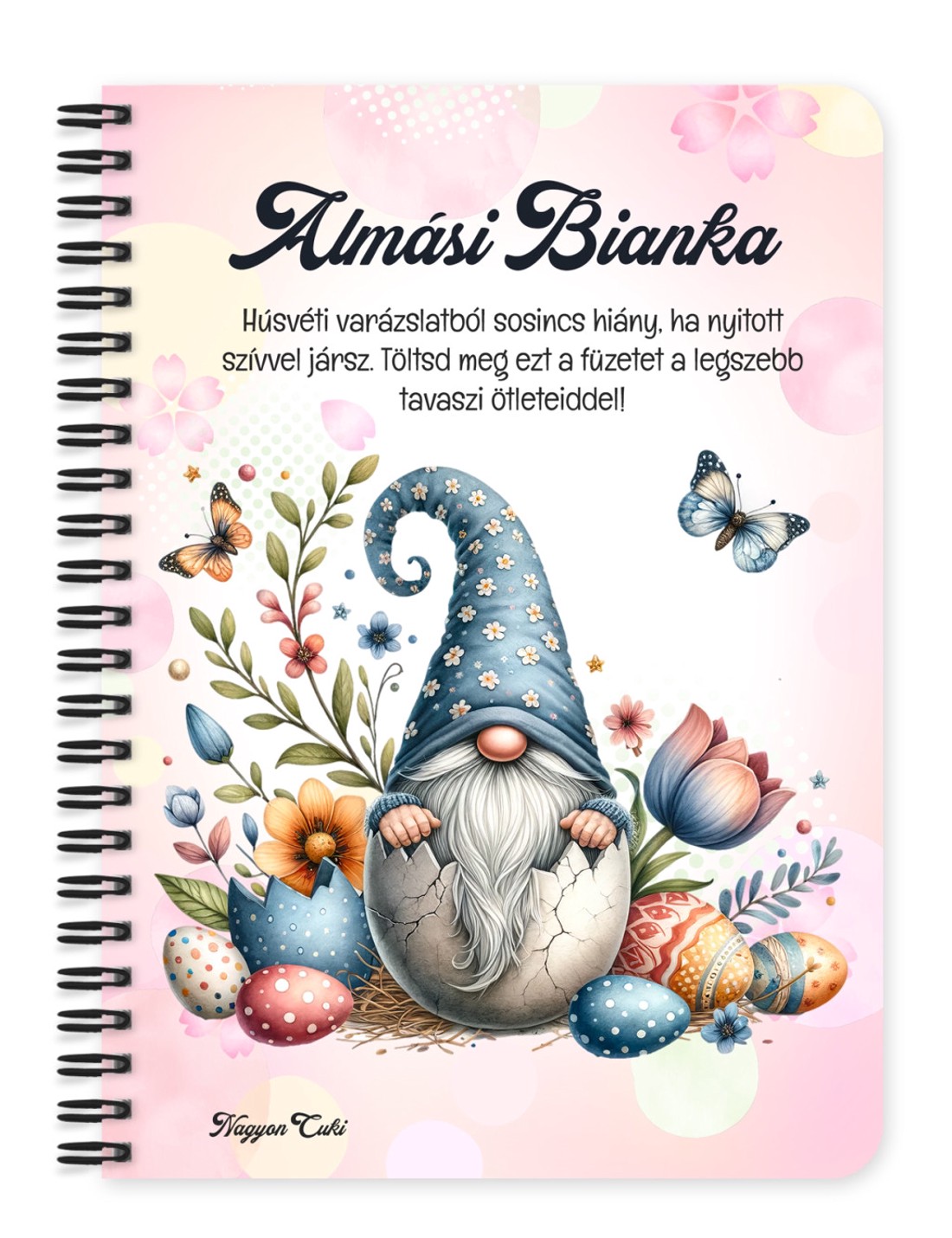 Személyre szabható - Pillangós Húsvéti manó mintás A5-ös füzet - otthon & életmód - papír, írószer - jegyzetfüzet & napló - Meska.hu