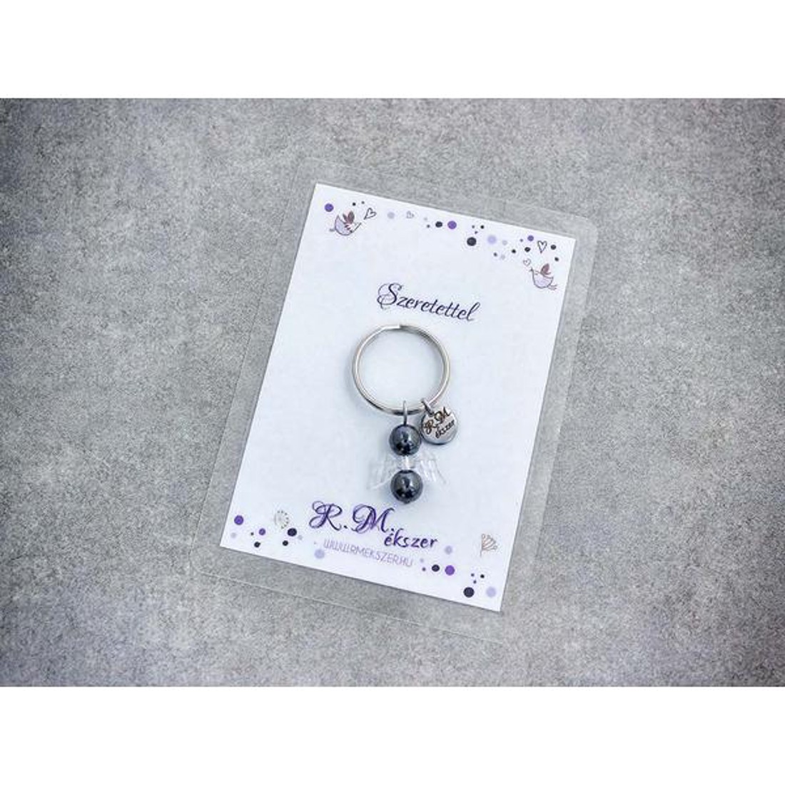 Szeretettel kulcstartó hematittal - táska & tok - kulcstartó & táskadísz - kulcstartó - Meska.hu