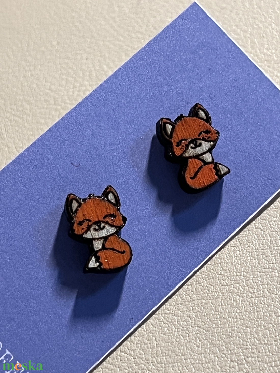 Rókás bedugós fülbevaló � vidám, ünnepi fa ékszer - ékszer - fülbevaló - pötty fülbevaló - Meska.hu