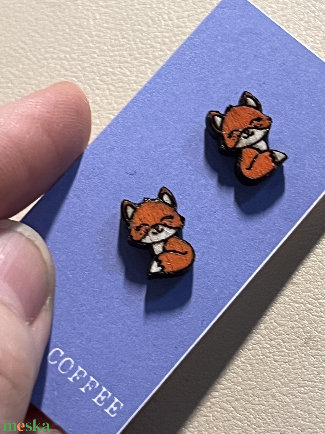 Rókás bedugós fülbevaló � vidám, ünnepi fa ékszer - ékszer - fülbevaló - pötty fülbevaló - Meska.hu