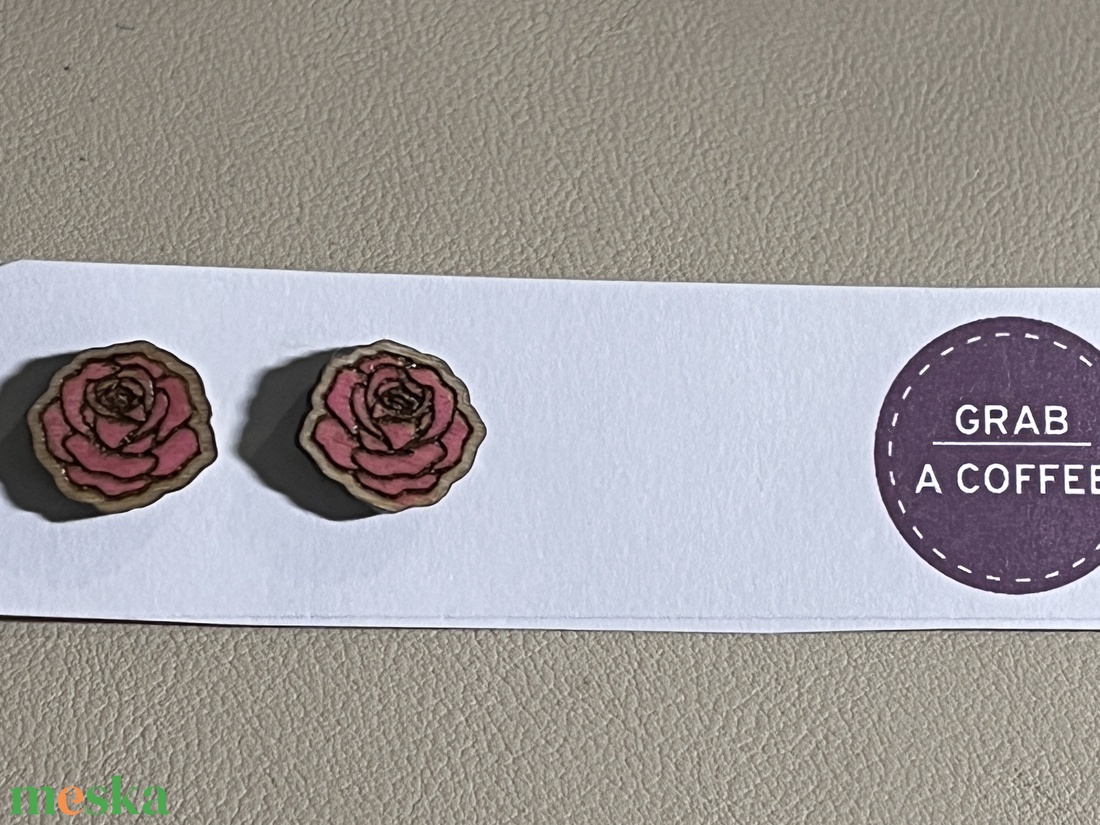 Rózsás bedugós fa fülbevaló - esküvő - ékszer - fülbevaló - Meska.hu