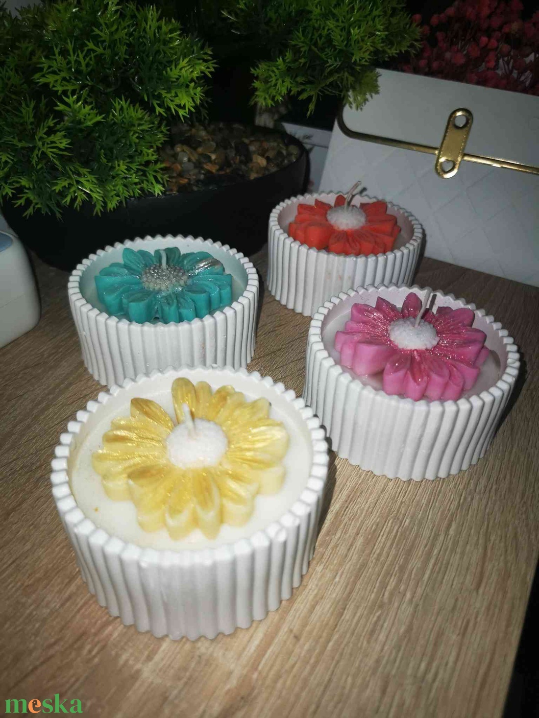 Kerámia virág gyertya - otthon & életmód - gyertya, illat, aroma - gyertya - Meska.hu