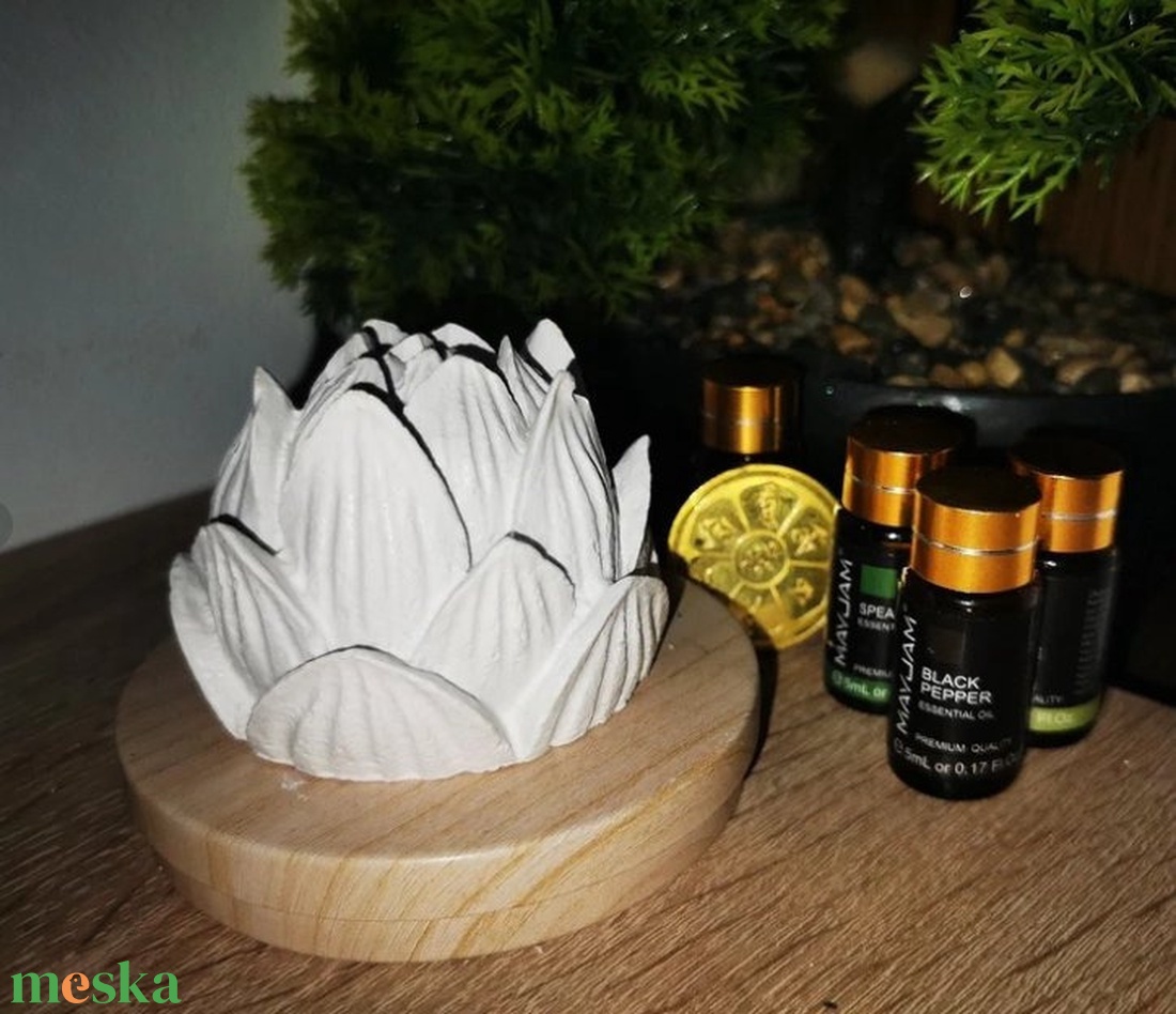 Lótusz Aromakő + ajándék illóolaj - otthon & életmód - gyertya, illat, aroma - aromalámpa - Meska.hu