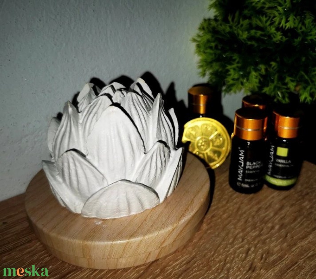 Lótusz Aromakő + ajándék illóolaj - otthon & életmód - gyertya, illat, aroma - aromalámpa - Meska.hu