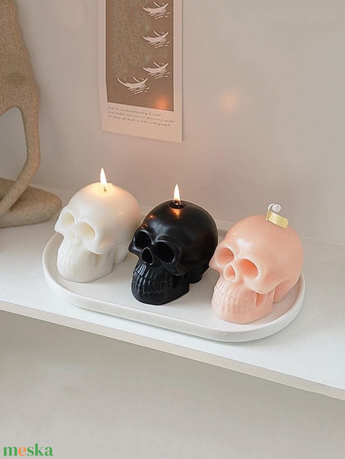 Nagy koponya gyertya - esküvő - dekoráció - gyertya & gyertyatartó - Meska.hu