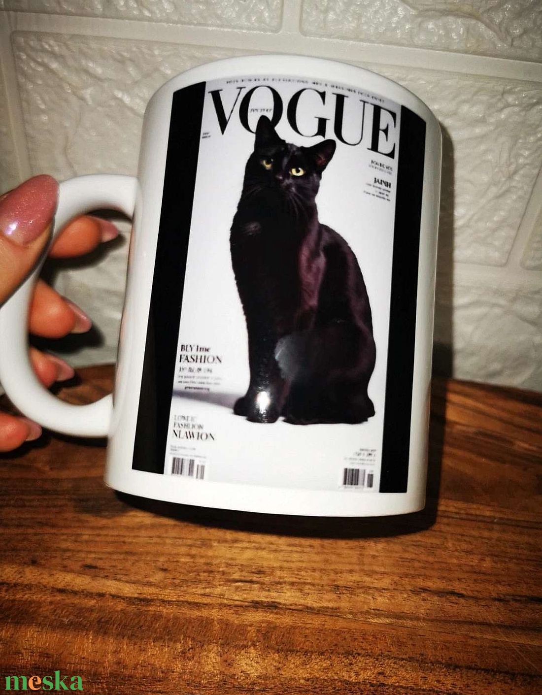 Vogue macska bögre - otthon & életmód - konyhafelszerelés, tálalás - tálalás - bögre & csésze - Meska.hu