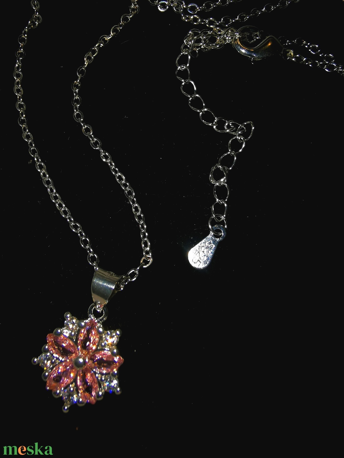 Ezüst Cirkónia Cseresznyevirág nyaklánc - ékszer - nyaklánc - medálos nyaklánc - Meska.hu