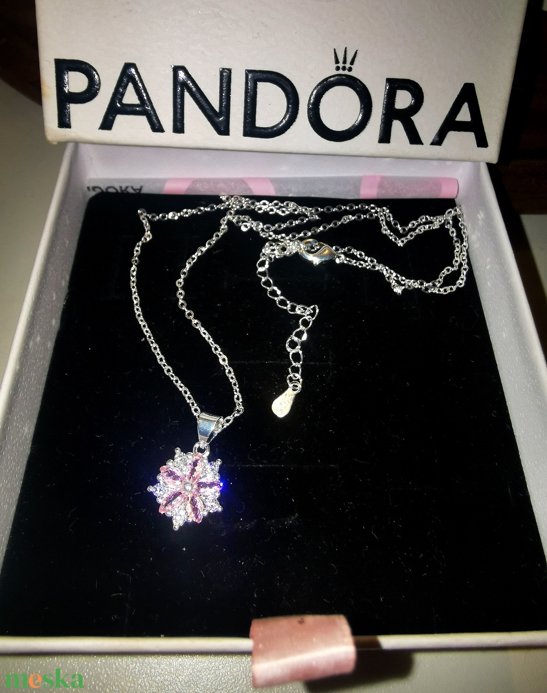 Ezüst Cirkónia Cseresznyevirág nyaklánc - ékszer - nyaklánc - medálos nyaklánc - Meska.hu