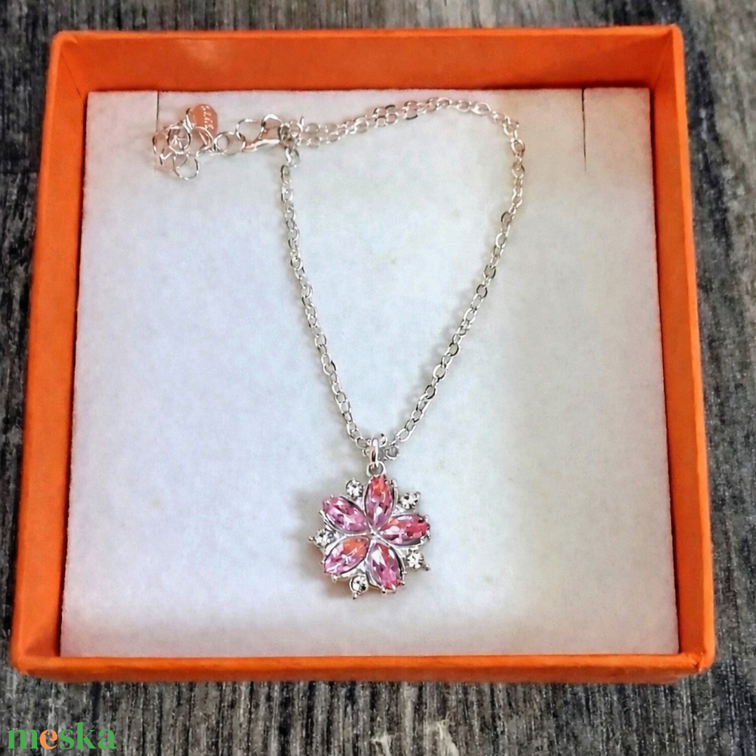 Ezüst Cirkónia Cseresznyevirág nyaklánc - ékszer - nyaklánc - medálos nyaklánc - Meska.hu