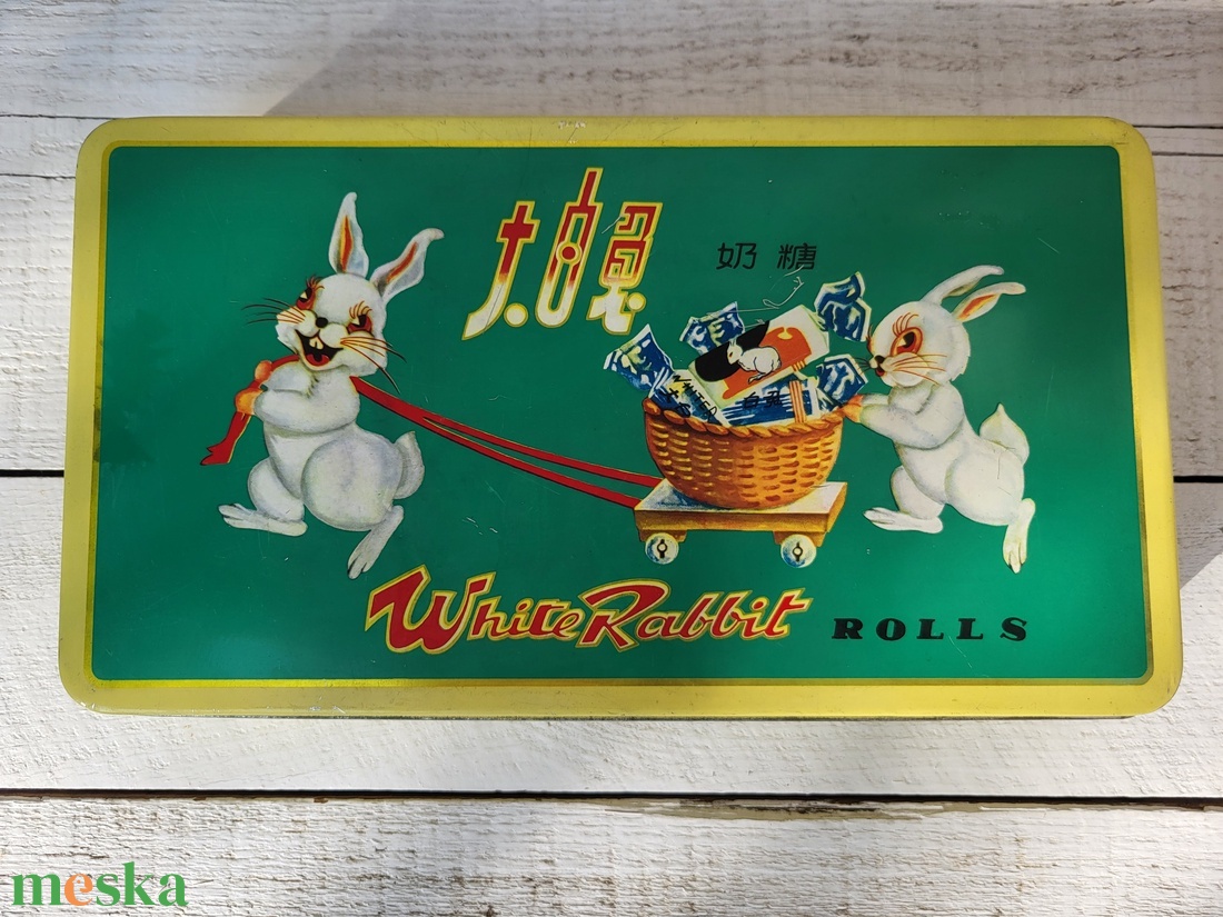 Vintage,retro, ikonikus White Rabbit Rolls fém cukorkásdoboz_China - otthon & életmód - dekoráció - asztal és polc dekoráció - díszdoboz - Meska.hu Vintage,retro, ikonikus White Rabbit Rolls fém cukorkásdoboz_China - otthon & életmód - dekoráció - asztal és polc dekoráció - díszdoboz - Meska.hu