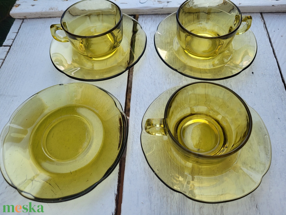 Vintage, Pyrex France borostyánsárga kávéscsésze szett készletpótlásra - otthon & életmód - konyhafelszerelés, tálalás - tálalás - bögre & csésze - Meska.hu