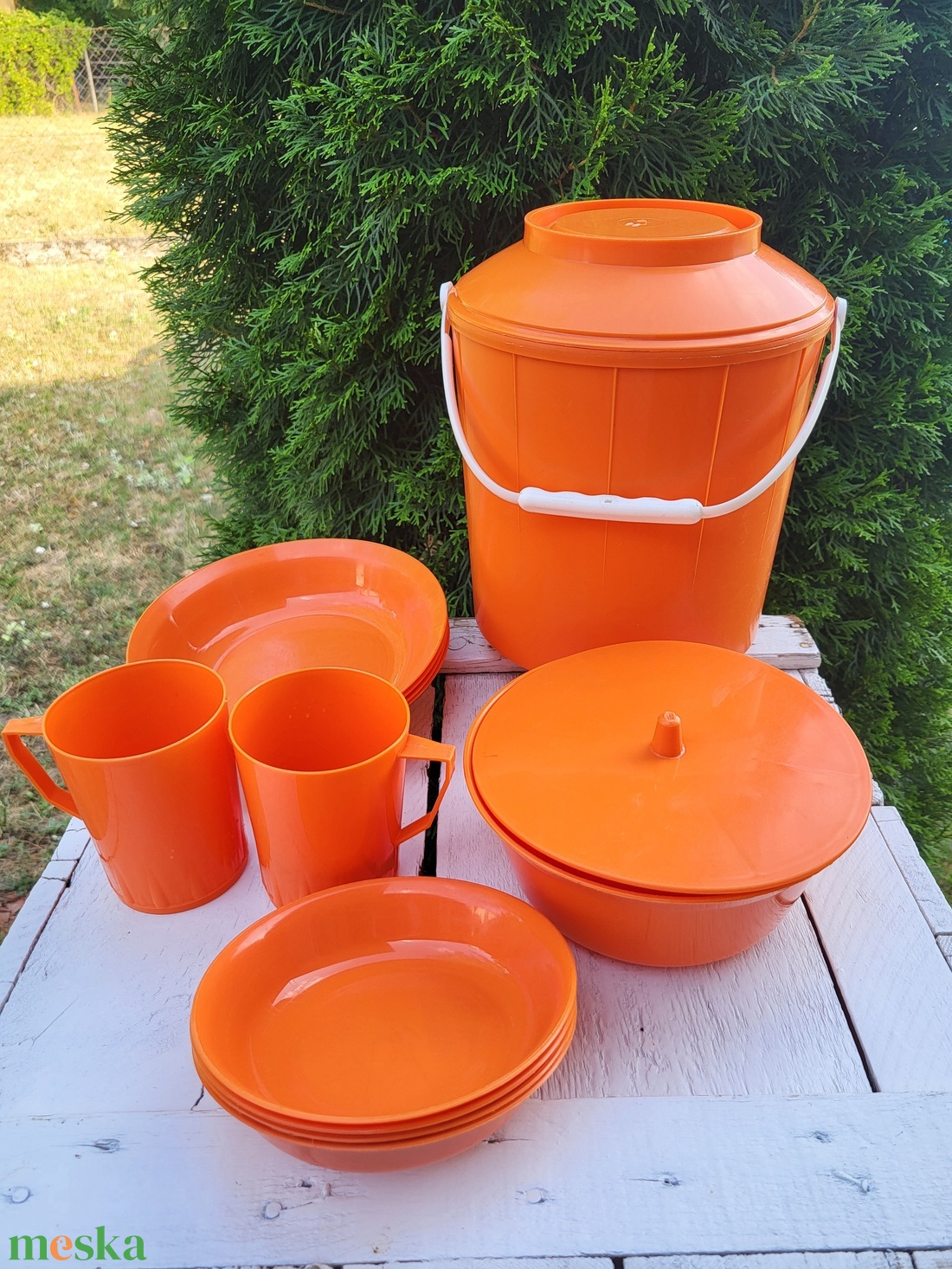 Vintage csehszlovák piknik edénykészlet_'70-es évek - otthon & életmód - konyhafelszerelés, tálalás - tálalás - tányér & étkészlet - Meska.hu