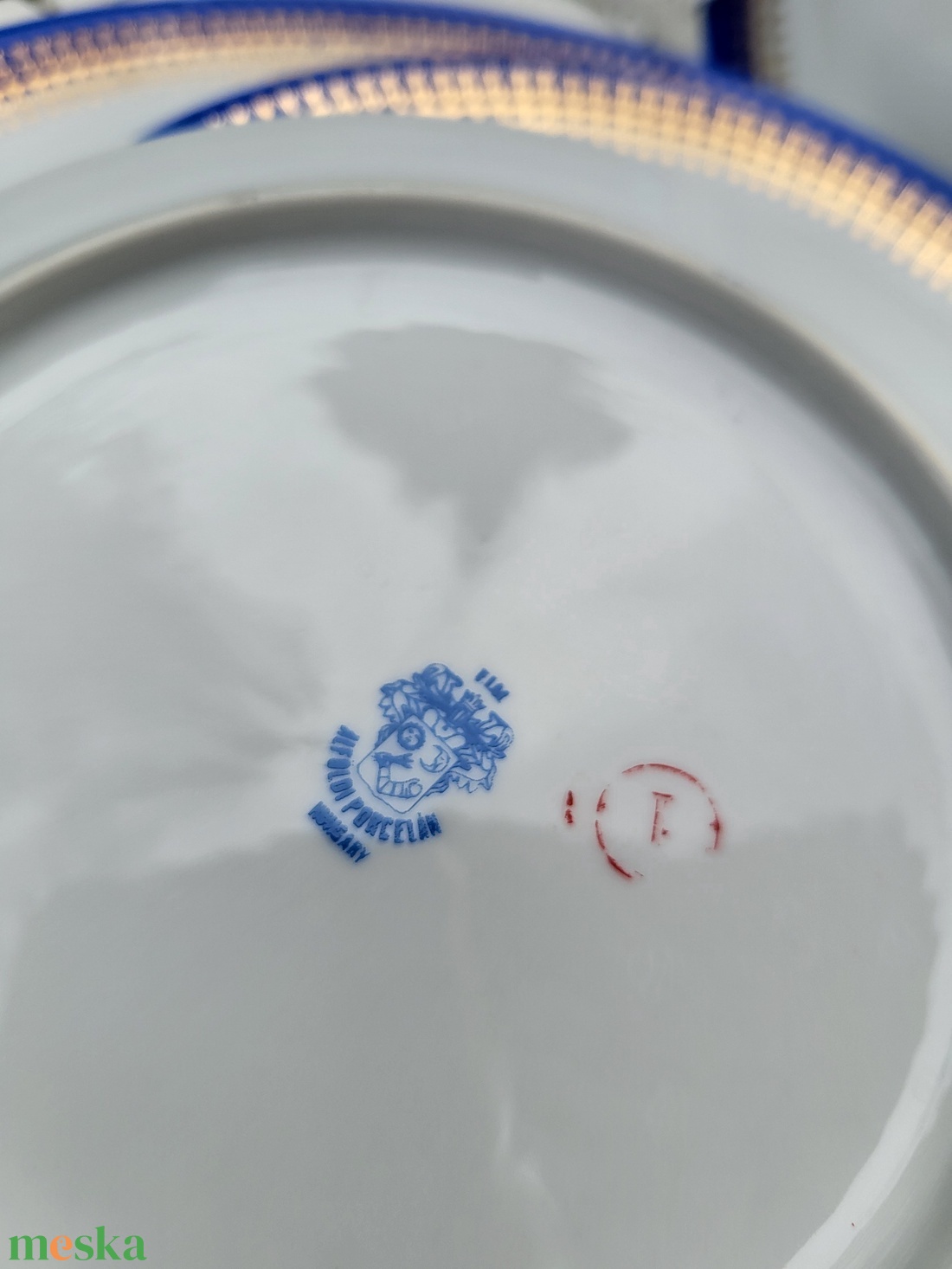 Alföldi porcelán_kék-arany süteményes tányérkészlet - otthon & életmód - konyhafelszerelés, tálalás - tálalás - tányér & étkészlet - Meska.hu