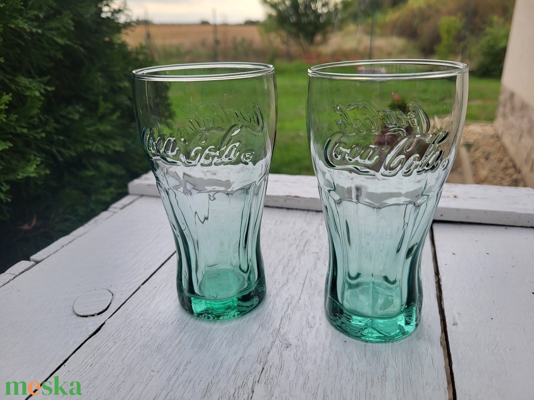 Coca-Cola vízzöld poharak párban_vintage Pizzaboy reklámpoharak - otthon & életmód - konyhafelszerelés, tálalás - tálalás - pohár - Meska.hu