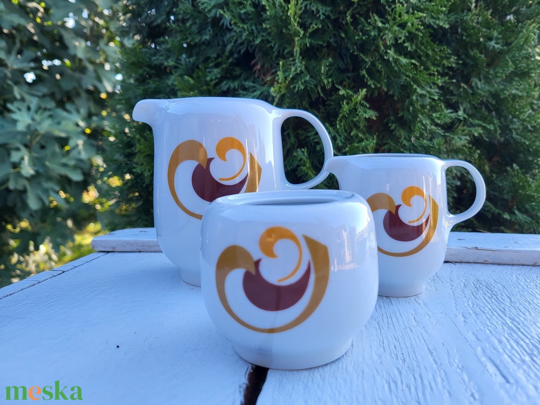 Alföldi porcelán_Bella szalagos kiöntő, kancsó+cukortartó szett - otthon & életmód - konyhafelszerelés, tálalás - tálalás - bögre & csésze - Meska.hu