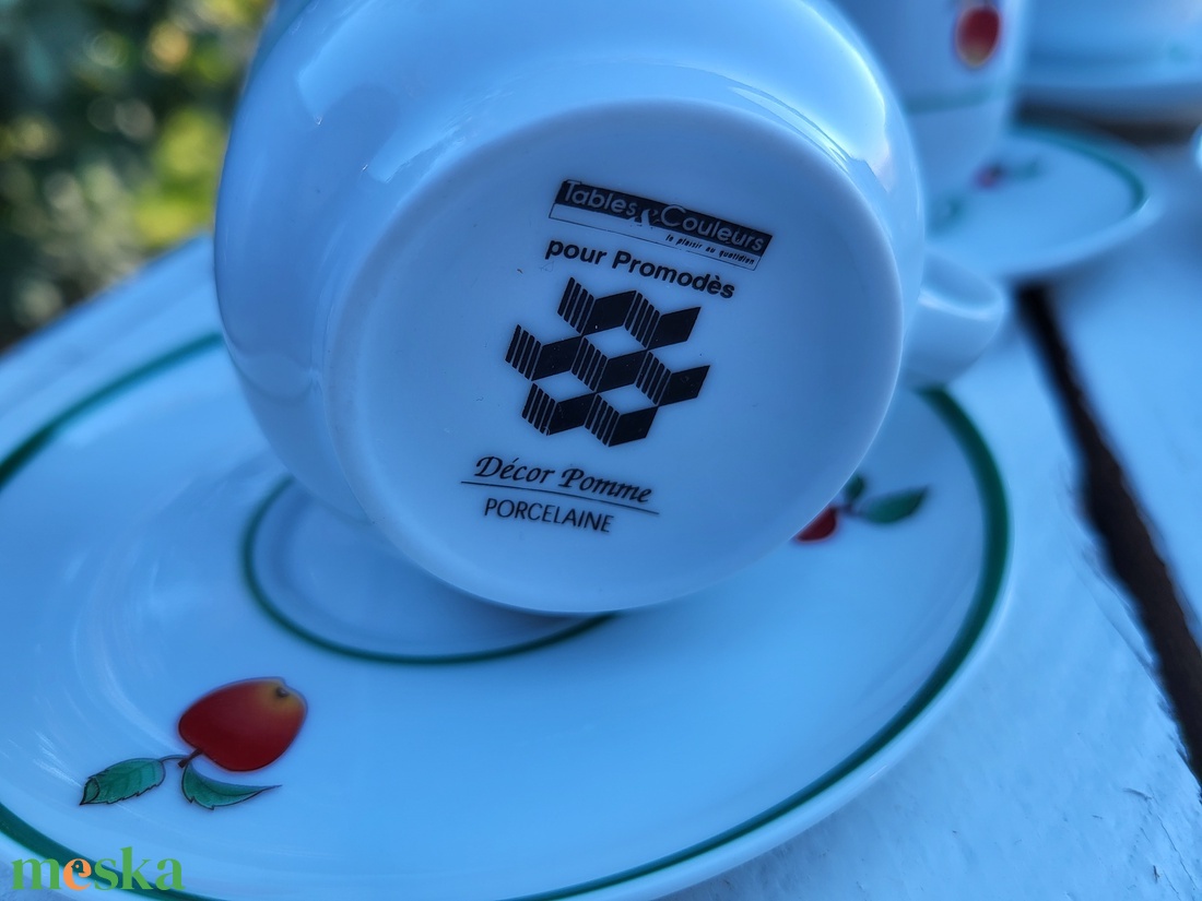 Almás, francia porcelán mokkás-kávés csészeszett - otthon & életmód - konyhafelszerelés, tálalás - tálalás - bögre & csésze - Meska.hu