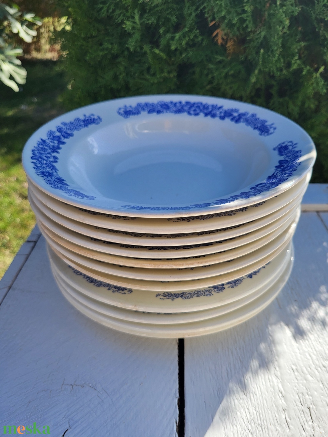 Vintage, szovjet fajansz tányérkészlet - otthon & életmód - konyhafelszerelés, tálalás - tálalás - tányér & étkészlet - Meska.hu