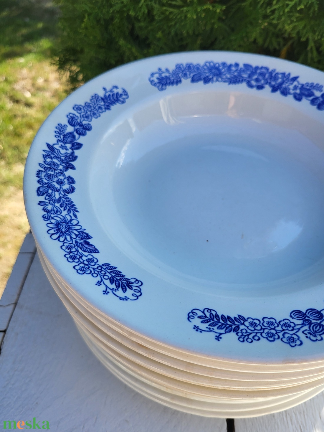 Vintage, szovjet fajansz tányérkészlet - otthon & életmód - konyhafelszerelés, tálalás - tálalás - tányér & étkészlet - Meska.hu