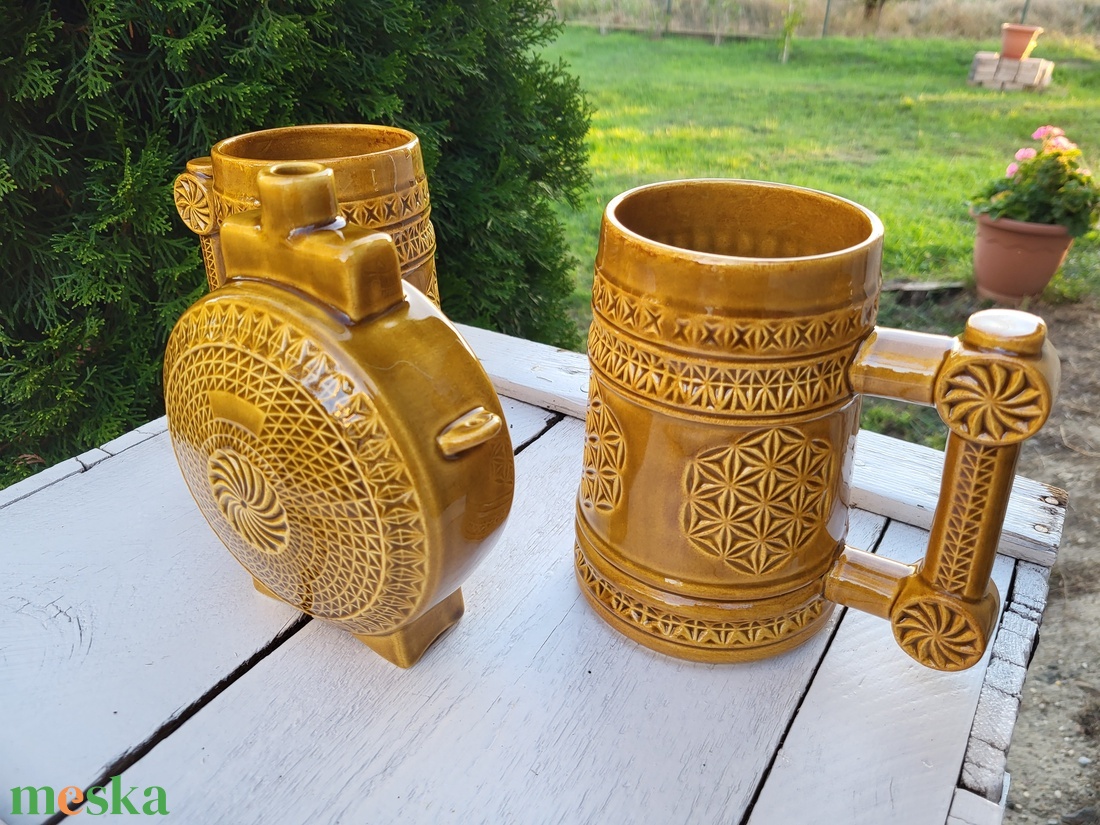 Kerámia söröskorsó pár + kulacs - otthon & életmód - konyhafelszerelés, tálalás - tálalás - sörös pohár és korsó - Meska.hu