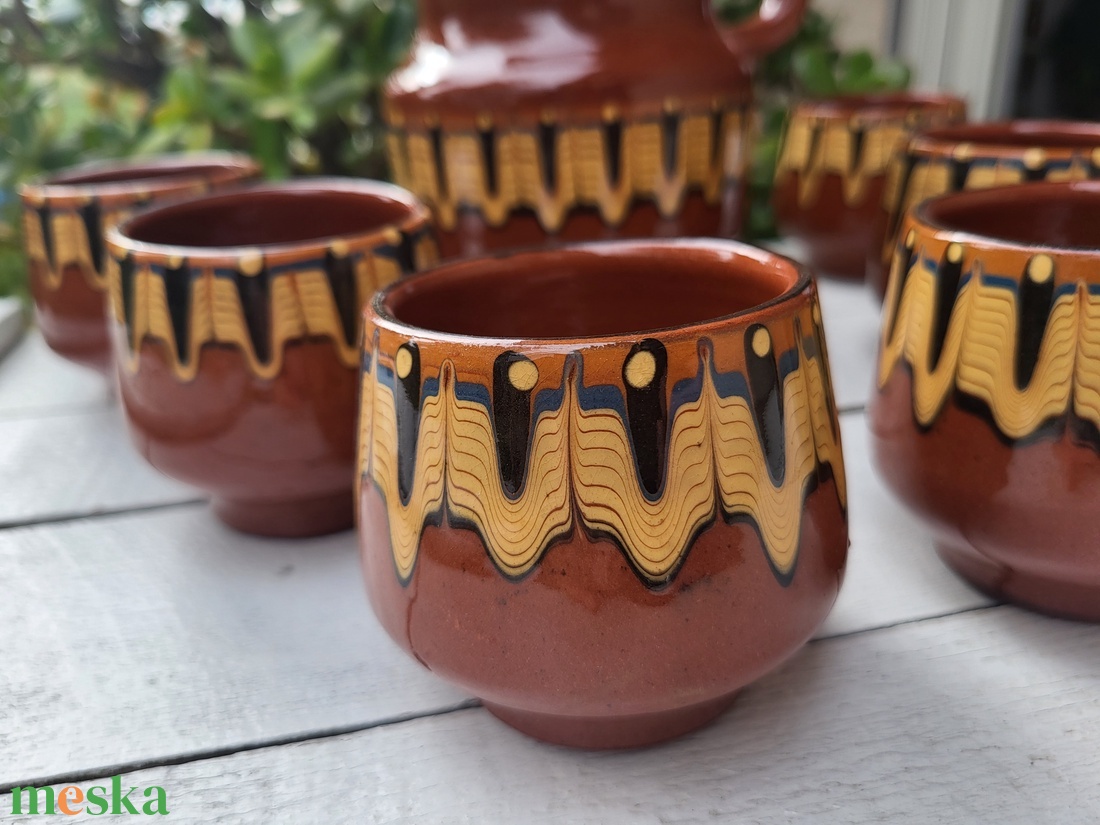 Bolgár kerámia boroskészlet - otthon & életmód - konyhafelszerelés, tálalás - tálalás - boros poharak, szettek - Meska.hu
