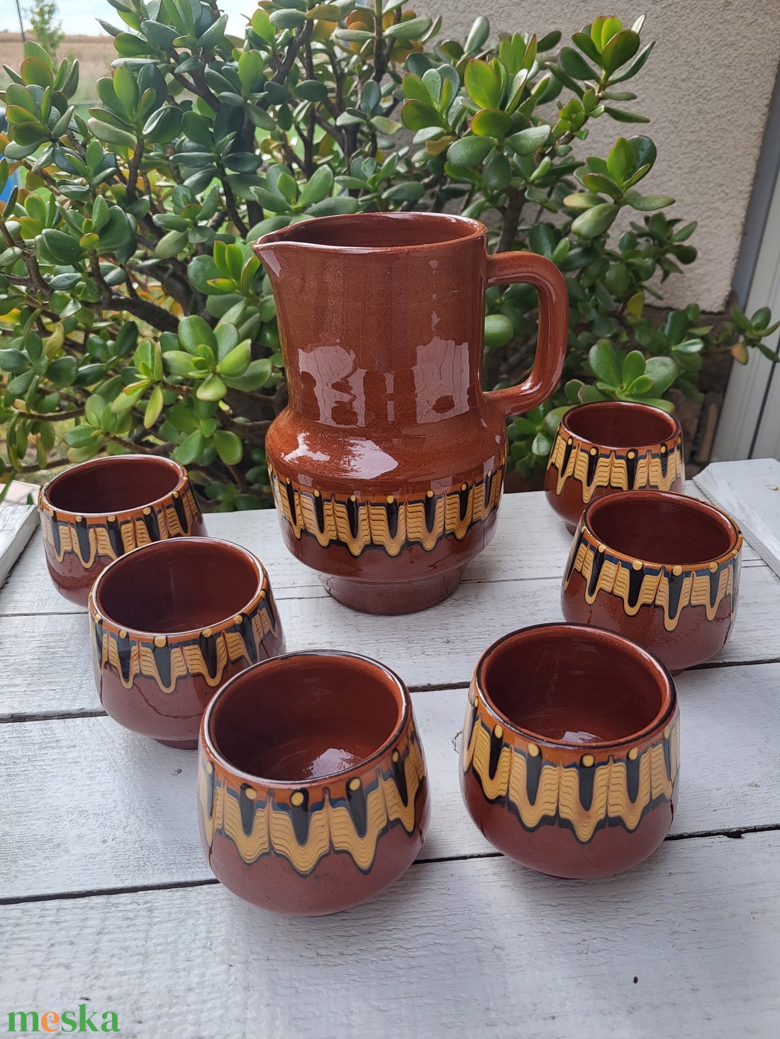 Bolgár kerámia boroskészlet - otthon & életmód - konyhafelszerelés, tálalás - tálalás - boros poharak, szettek - Meska.hu